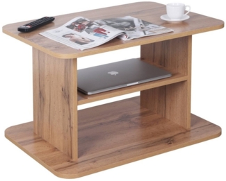 RICOO Couchtisch mit Stauraum 69 x 45 x 50 cm Wohnzimmer Beistell-Tisch Eiche Wotan – WM094-EW