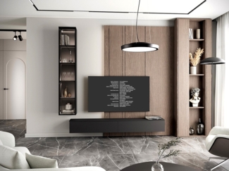 MOEBLINE Wohnwand Wohnwand Medienwand Anbauwand FIVO 2 Schwarz