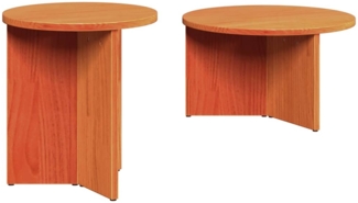 Couchtisch, Sofatisch 2 pcs Wachsbraun Massivholz Kiefer