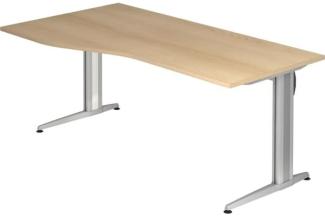 Schreibtisch XS18 C-Fuß 180x100 / 80cm Eiche Gestellfarbe: Silber