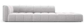 Micadoni Modulares Sofa Serena 4-Sitzer offene Seite Rechts Samtstoff Silber