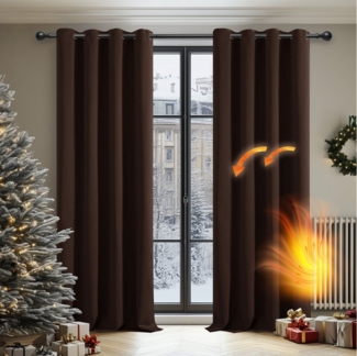Deconovo Verdunkelungsvorhang Gardinen mit Ösen Blickdichte Vorhang Kälteschutz Schlafzimmer 2er Set, Blackout Curtain einfarbig Thermo Vorhang Verdunkelung Wärmeisolierend