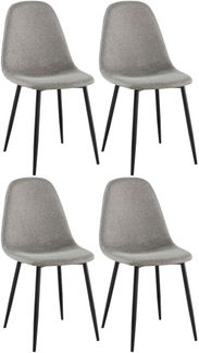 CLP 4er Set Esszimmerstühle Napier gepolstert bis 150 kg belastbar,hellgrau Stoff