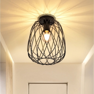 Nettlife Deckenleuchte Schwarz Vintage Kaefig Deckenstrahler E27 Lampenfassung Metall, LED wechselbar, Einzeln Esszimmerlampe für Wohnzimmer Küche Schlafzimmer Flur