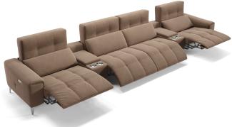 Sofanella SALENTO Kinocouch Kinosofa Viersitzer Stoffbezug in Hellbraun S: 374 Breite x 100 Tiefe
