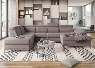 sit&more Wohnlandschaft Cabrio U-Form, mit Sitztiefenverstellung, Arm- und Kopfteilverstellung, 3 Nierenkissen, Federkern, optional Bettfunktion und Stauraum