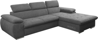 MOEBLO Ecksofa Nilux, Sofa Couch L-Form Polsterecke für Wohnzimmer, Schlafsofa Sofagarnitur Wohnlandschaft, Modernes Ecksofa mit Schlaffunktion, Bettkasten & verstellbaren Kopfstützen – frei im Raum stellbar, mit Bettkasten und Schlaffunktion