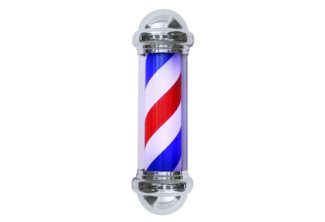 Barberpub Barbierstab klassisch weiß blau rot Barber Pole 75cm Drehen LED Birne L016