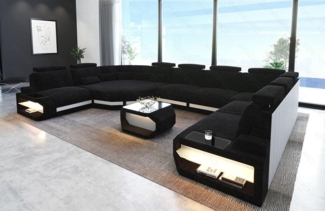 Sofa Dreams Wohnlandschaft Stoff Sofa Polster Couch Asti, Webstoff Strukturstoff, U Form Stoffsofa mit LED, USB-Anschluss, große Ecke, Designersofa