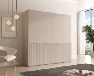 MOEBLO Drehtürenschrank MINEWRA NOVA 200 (4 türig Schrank Garderobe, Schlafzimmer, Drehtürenschrank, Falttürenschrank, Schrank mit Einlegeböden und Kleiderstange) (BxHxT): 202 x 200 x 51 cm