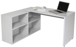 Furni24 Homeoffice Schreibtisch N-Home 120 x 120 x 60 cm grau, rechts o. links montierbar