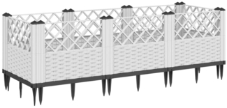 vidaXL Pflanzkasten mit Erdspießen Weiß 123,5x43,5x43,5 cm PP 368020