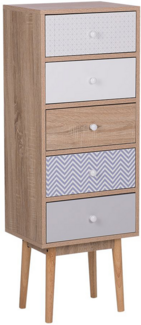 Kommode heller Holzfarbton / weiß 5 Schubladen FOLEY