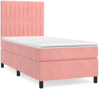 vidaXL Boxspringbett mit Matratze Rosa 80x200 cm Samt 3143114