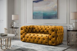 Sofa Designersofa NATALIE 2-Sitzer in Stoff Riviera Goldgelb