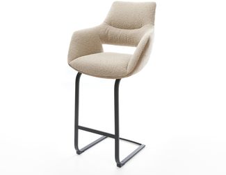 Barstuhl Yago-Flex Materialmix Mikrofaser Schlamm / Bouclé Schlamm Freischwinger flach Metall Schwarz Taschenfederkern