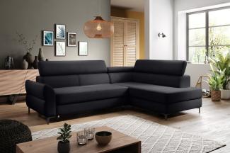 Stylefy Remondini Ecksofa Velours Schwarz Rechts