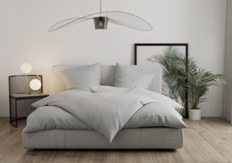 Mako Satin Bettwäsche Melange grau – 155x200 + 80x80 cm