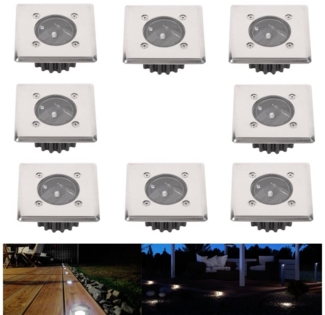 Home4Living LED Solarleuchte Bodeneinbaustrahler Sets eckig Solarleuchten Außenleuchte, Dämmerungssensor, inkl. LED, Solarbetrieb, Dämmerungssensor, trittfest