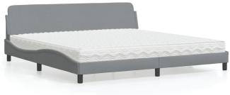 vidaXL Bett mit Matratze Hellgrau 200x200 cm Stoff 3208464