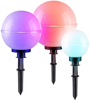 3er Set RGB LED Kugelleuchten, schwarz, weiß, D 20-30-40 cm