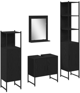 vidaXL Badezimmermöbel Set mit Tür 4 pcs Schwarz 33 x 33 x 185.5 cm 3334411