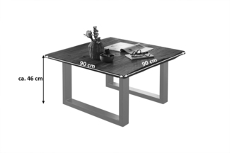 Couchtisch »NOAH« Baumkante Massivholz 90x90 cm Akazie Nussbaum silber 524144