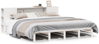 vidaXL Massivholzbett mit Regal ohne Matratze Weiß 180x200 cm 3323885