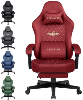 GTPLAYER Gaming-Stuhl Stoff Gaming Chair Ergonomisch Bürostuh PC Stuhl, 150kg Belastbarkeit, Schreibtischstuh mit Federsitzkissen und Fußstütze