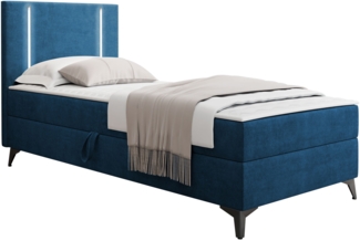 Boxspringbett Ono 1 mit LED-Beleuchtung und Bettkasten (Farbe: Manila 26, Seite: Links, Größe: 80 x 200 cm)