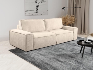 Vente-unique - Schlafsofa 4-Sitzer - Bouclé-Stoff - Beige - AMELIA