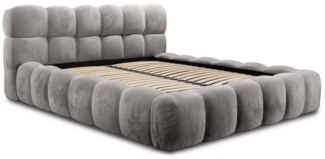 Polsterbett Bett AURELIA 180x200cm in Stoff Aprodite Aschgrau