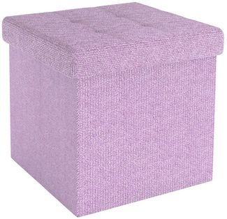 Intirilife Sitzhocker (Sitzwürfel mit Stauraum 38x38x38 cm in LOTUS ROSA - Fußablage), Faltbarer Sitzhocker aus Stoff mit Mulden - Aufbewahrungsbox Fußhocker