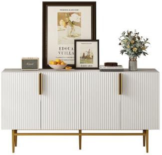 OKWISH Sideboard mit 4 Türen, goldfarbener Metallgriff (Anrichte für Esszimmer, Wohnzimmer, Schlafzimmer)