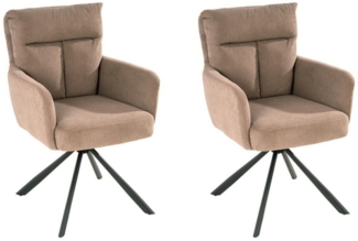 Home4You Polsterstuhl, Beige, Cordbezug, Metallgestell, (Set, 2 St), 180 Grad drehbar mit Rückholfunktion