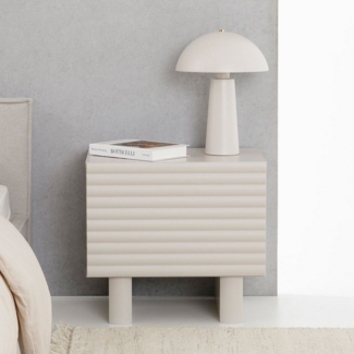 IDIMEX Nachtkommode TURKU, Nachtkommode mit Klappe aus Spanplatte in Lamellenoptik Kaschmir