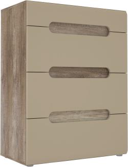 FORTE Tiziano Kommode, Holzwerkstoff, Braun/Beige, 80 x 104,6 x 43,1 cm