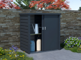 Vente-unique - Garten-Aufbewahrungsschrank - 125 x 80 x 131 cm - Stahl - Grau - REIVAX