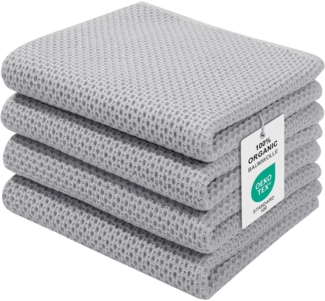 4er Set Baumwolle Geschirrtücher 32x72cm Saugfähig Küchenhandtücher Hellgrau