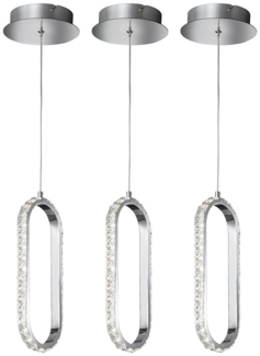 3er Set LED Hängeleuchte, Chrom, verstellbar, Dimmbar, H 150cm