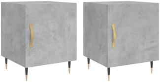 2er-Set Nachttische, Nachtschränke Betongrau 40x40x50 cm Holzwerkstoff