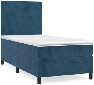 vidaXL Boxspringbett mit Matratze Dunkelblau 90x200 cm Samt 3142885
