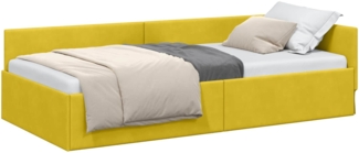 vidaXL Eckbettgestell Gelb 100 cm x 200 cm Polyester und Sperrholz 42016097