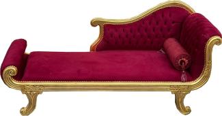 Casa Padrino Barock Chaiselongue Modell XXL Bordeaux Rot / Gold - Antik Stil - Liege Wohnzimmer Möbel