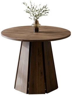 Compleo Esstisch ausziehbar 100-180, Japandi Design (Rund, Oval), Nussbaum, Eiche cremona oder Kaschmir MORI