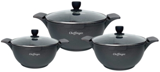 Kochtopfset 20-24-28cm 6-tlg Topf Induktion Alu Guss Geschirr Schwarz
