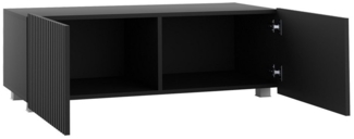 Lomadox Lowboard KEMPTEN-132, in schwarz matt, Rillenfront, 2-türig, Breite 100 cm, Softclose