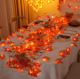 2er-Pack Lichterkette mit Ahornblattmotiv für Herbstdekoration, insgesamt 6 Meter (20 Fuß), 40 LEDs, geeignet für Thanksgiving, Halloween, Herbstdekoration, Heimdekoration, batteriebetrieben, wasserdicht, für drinnen und draußen, Feiertage, Weihnachten