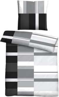 Traumhaft schlafen - Castell - Markenbettwäsche Polycotton Renforce Bettwäsche 0460125 STREIFEN, schwarz, 1x 155x220 cm + 1x 80x80 cm