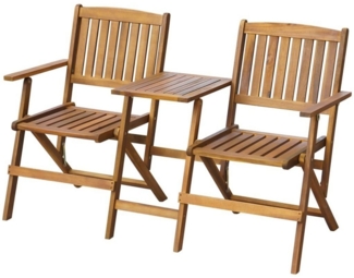 vidaXL Gartenbank Klappbar mit Teetisch 140 cm Massivholz Akazie 42654